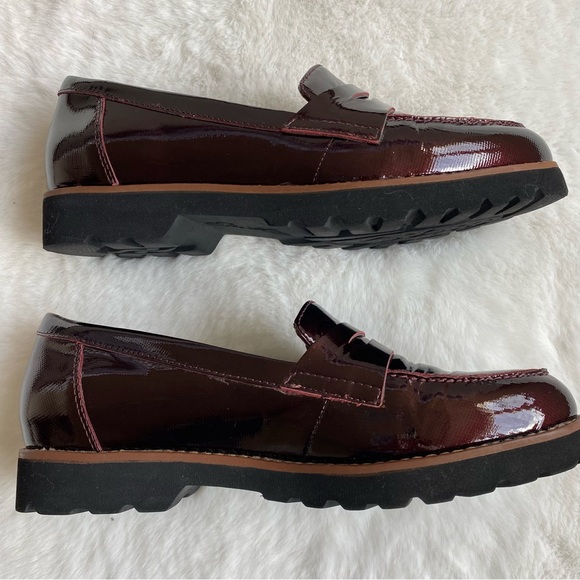 Earthies By Earth Braga Wine Burgundy Patent Leather Penny Loafers | Sz 7.5 - Picture 3 of 10